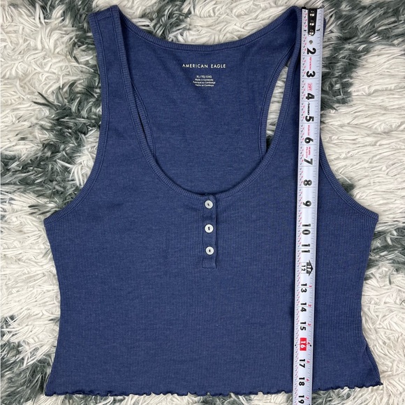 American Eagle Women's Henley True Tank Blue Size XLarge Cropped - Picture 3 of 8